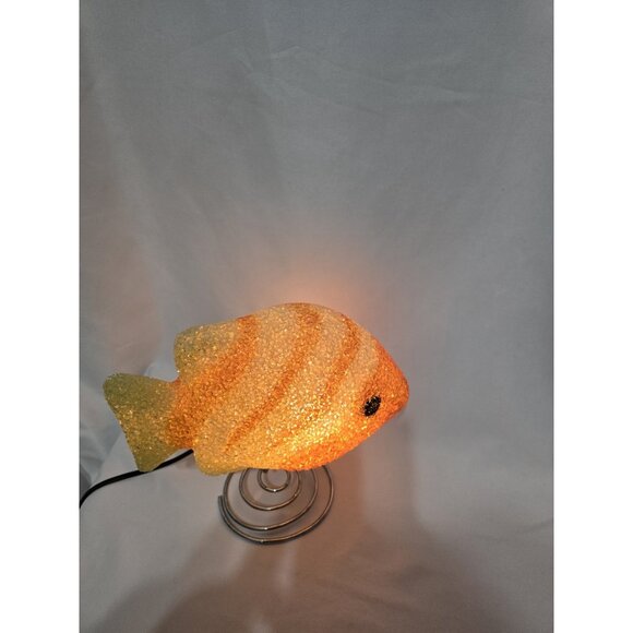 Yellow and Orange Melted popcorn Fish Lamp- Y2K Retro Room Decor - Picture 5 of 13